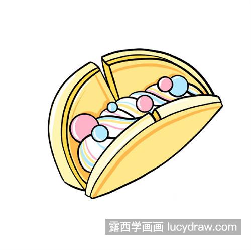 M6 米乐好看看起来又很好吃的甜品简笔画绘制教程 彩色的甜品怎么画（2）(图3)